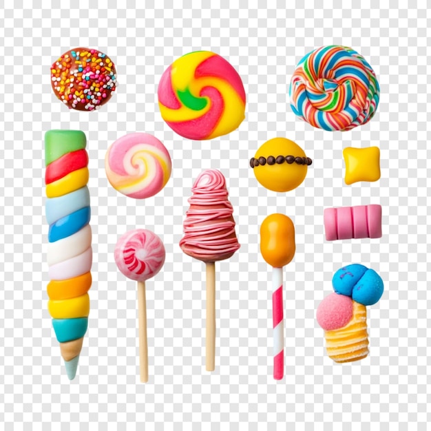 Una deliciosa colección de caramelos y piruletas de colores