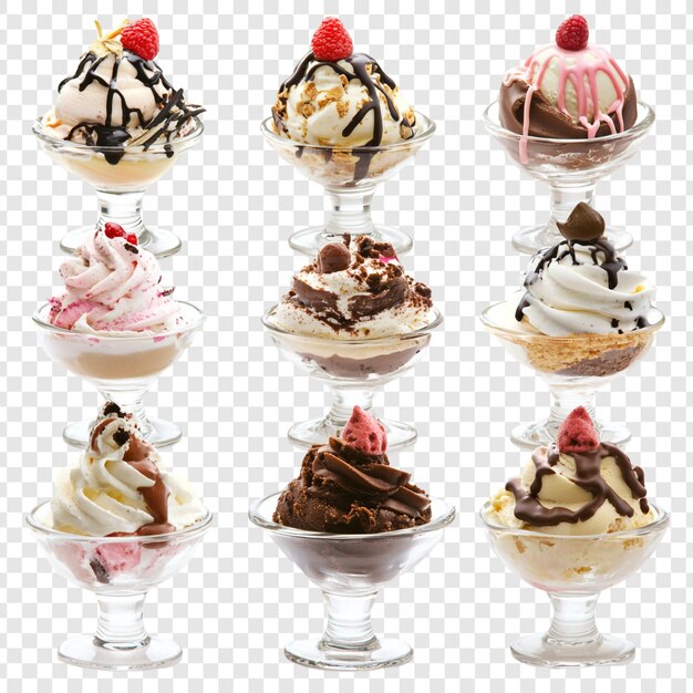 Una deliciosa colección de nueve exquisitos helados