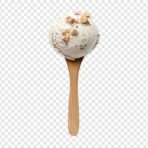 Una deliciosa cuchara de helado de masa de galletas en una cuchara de madera
