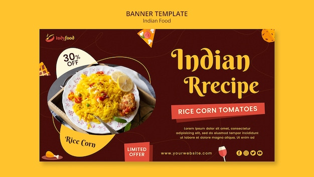 PSD gratuito deliciosa plantilla de banner de receta india