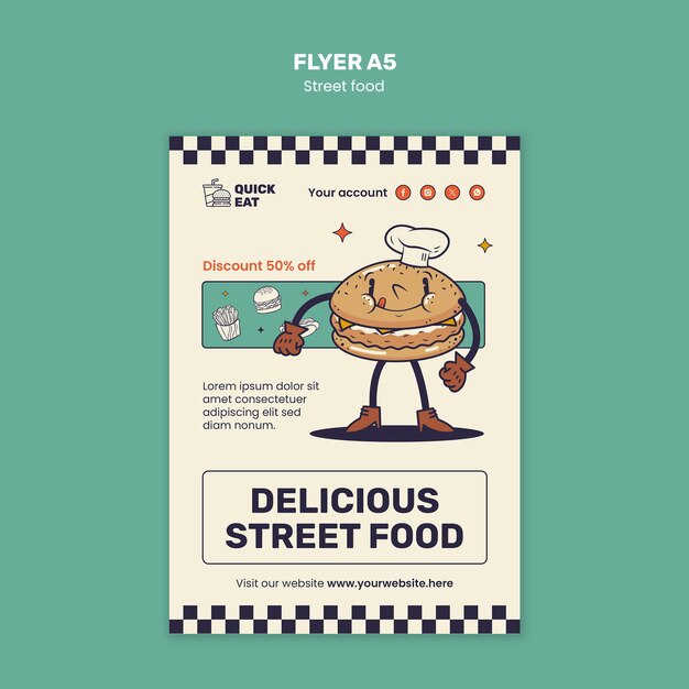 Deliciosa plantilla de comida callejera
