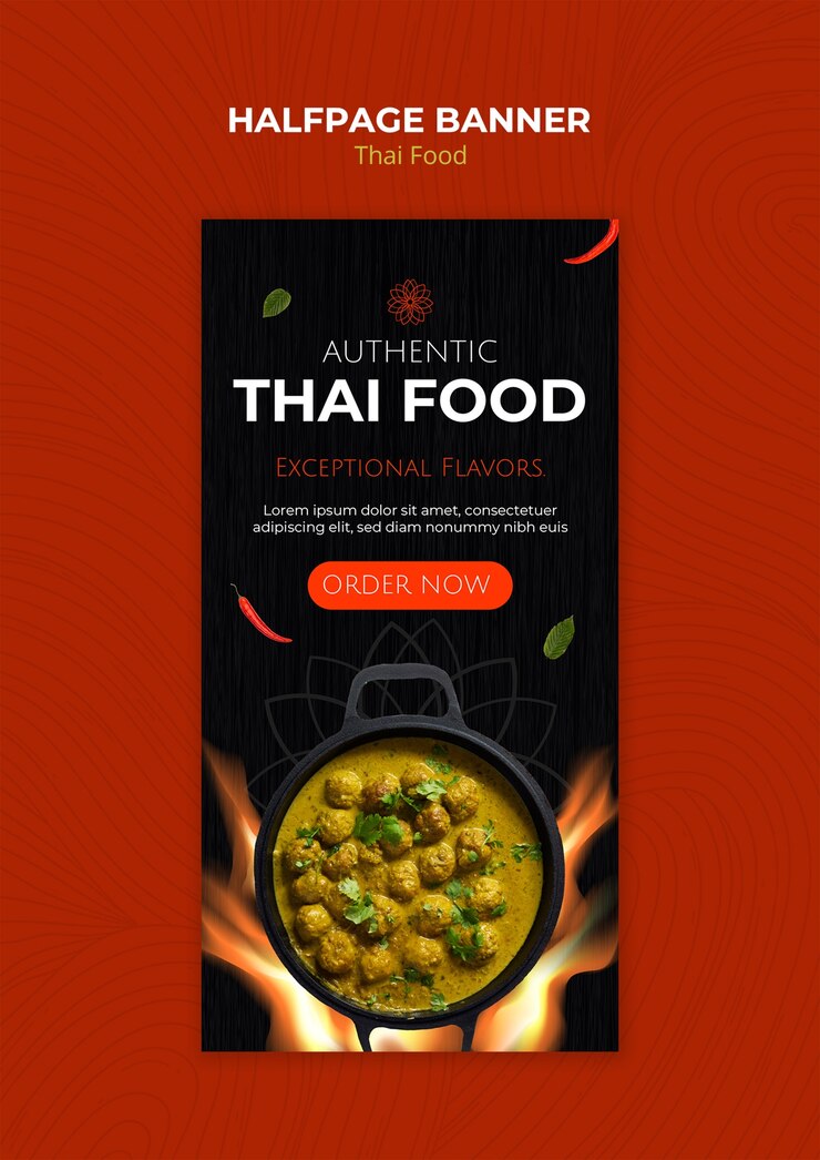 PSD gratuito deliciosa plantilla de comida tailandesa