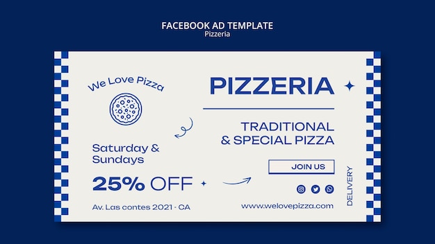 Deliciosa plantilla de facebook de comida pizzería