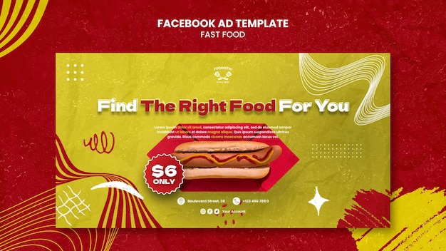 PSD gratuito deliciosa plantilla de facebook de comida rápida