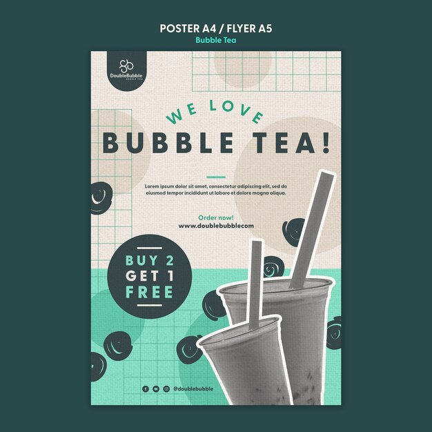 Deliciosa plantilla de póster de té de burbujas