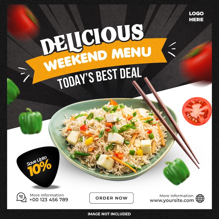 PSD gratuito deliciosa plantilla de redes sociales de comida asiática