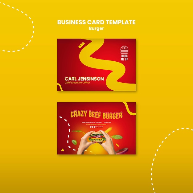 PSD gratuito deliciosa plantilla de tarjeta de visita de comida rápida