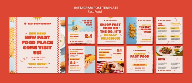 PSD gratuito deliciosa publicación de instagram de comida rápida
