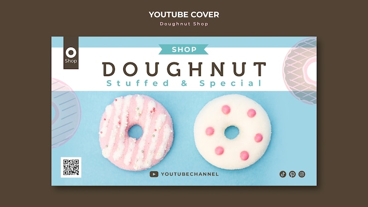 PSD gratuito deliciosa tienda de donas portada de youtube