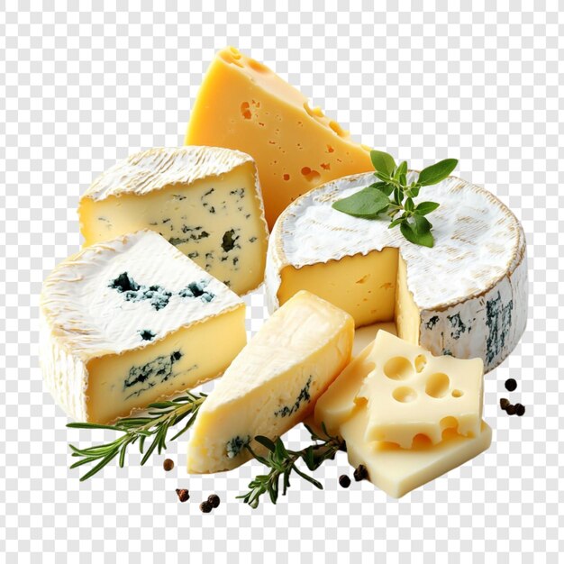Una deliciosa variedad de quesos Selección gourmet de queso azul camembert y cheddar