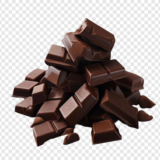 PSD gratuito deliciosas piezas de chocolate negro aisladas sobre un fondo transparente