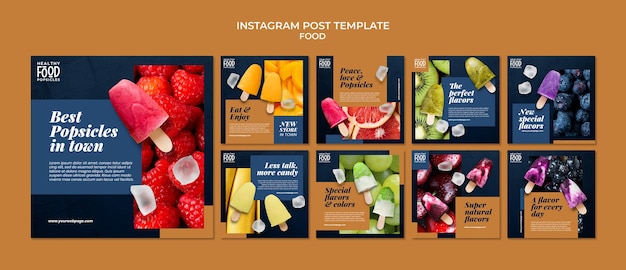 PSD gratuito deliciosas publicaciones de instagram de paletas heladas