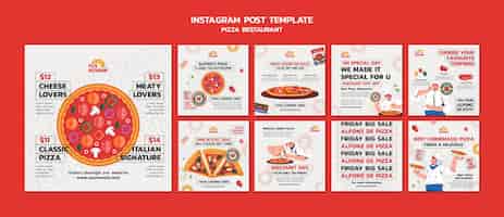 PSD gratuito deliciosas publicaciones de instagram de restaurante de pizza