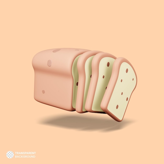 Delicioso pan con nueces aislado 3d render ilustración