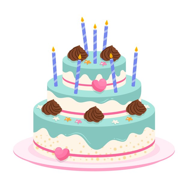 Delicioso pastel de cumpleaños decorado