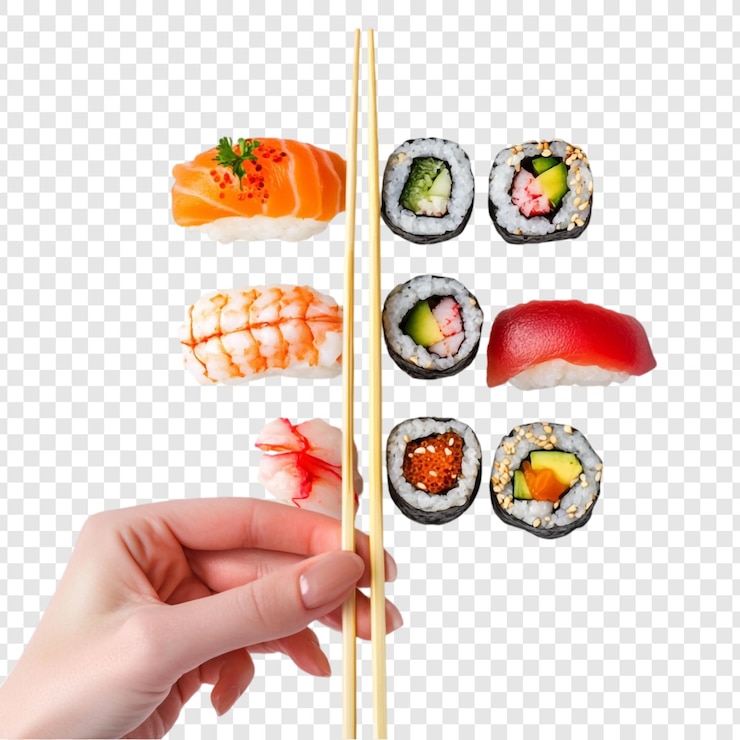 PSD gratuito delicioso surtido de sushi con palillos