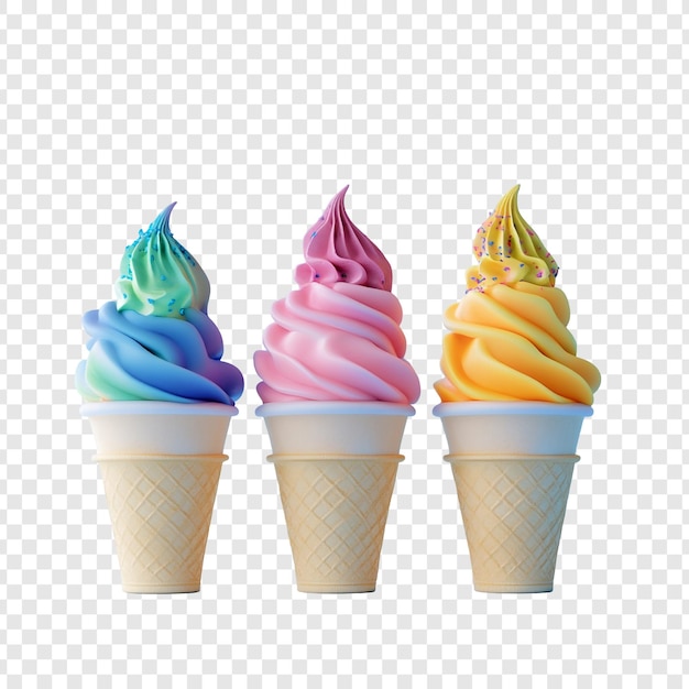 Un delicioso trío de conos de helado pastel Un dulce deleite de verano