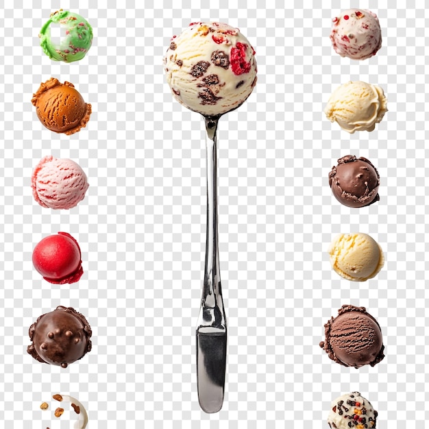 Deliciosos helados en una cuchara