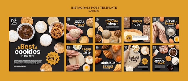 PSD gratuito deliciosos productos horneados publicaciones de instagram