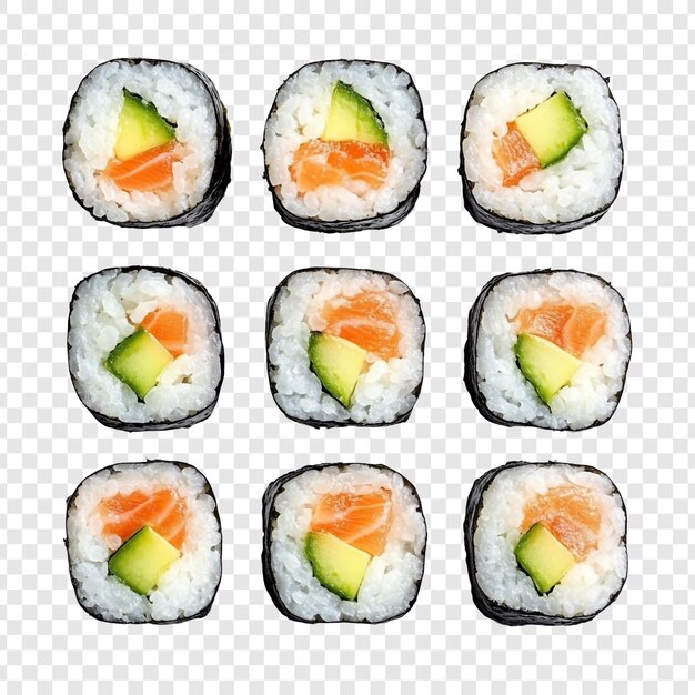 Deliciosos rollos de sushi de salmón y aguacate