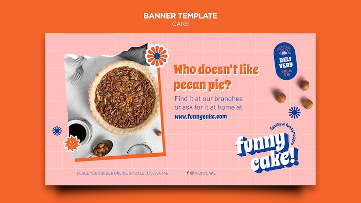 PSD Gratis delicious cake horizontal banner
