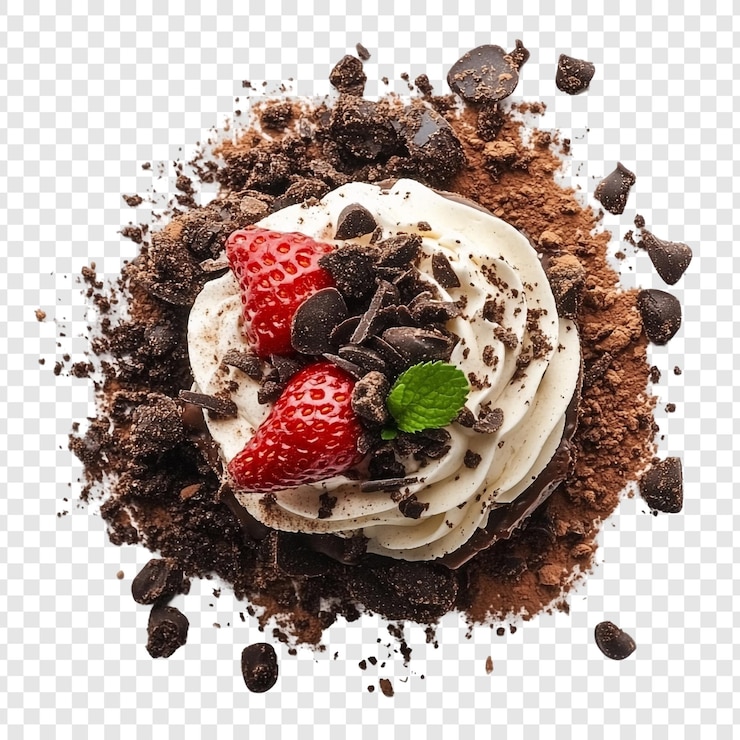 PSD Gratis delicious chocolate dessert with strawberries
