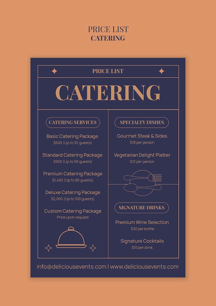 PSD Gratis delicious events catering price list
