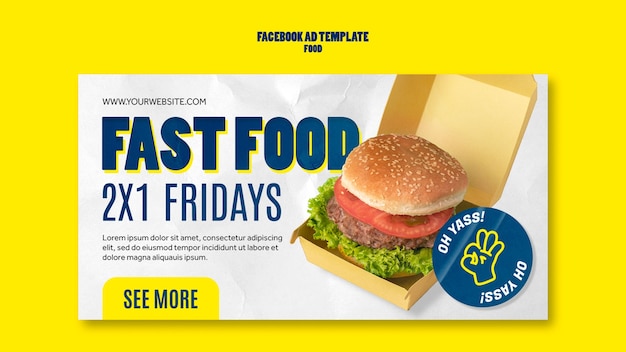 Gratis PSD delicious fast food facebook sjabloon