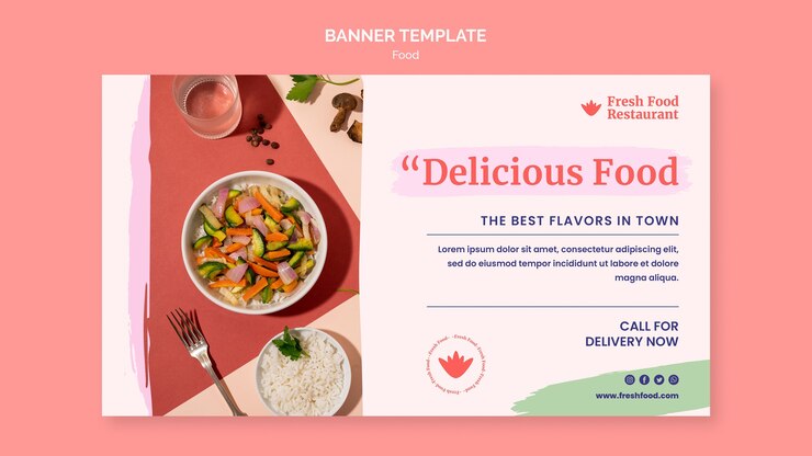 PSD Gratis delicious food horizontal banner template