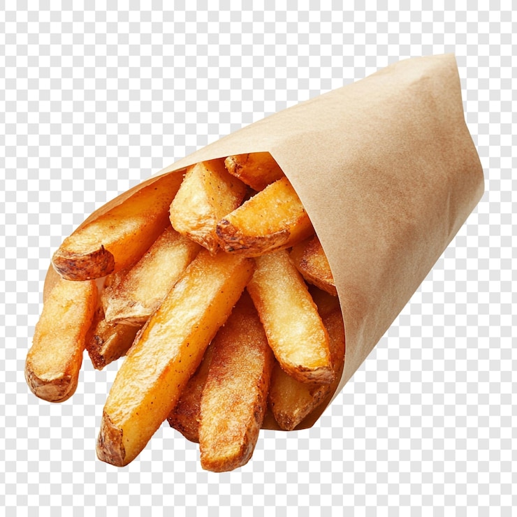 PSD Gratis delicious golden french fries in a paper cone