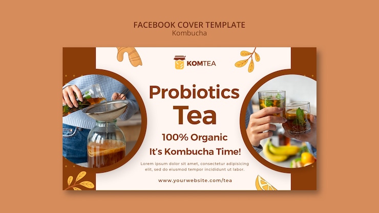 PSD Gratis delicious kombucha facebook cover template