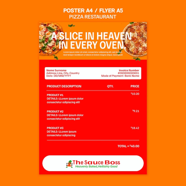 PSD Gratis delicious pizza restaurant  poster template