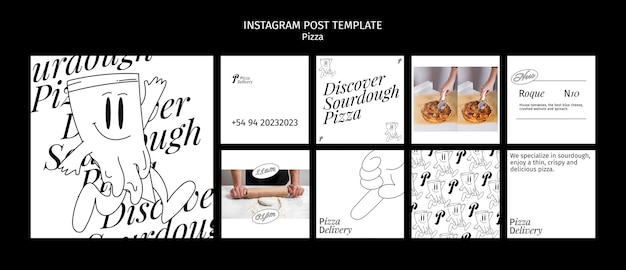 Gratis PSD delicious pizzeria instagram posts sjabloon