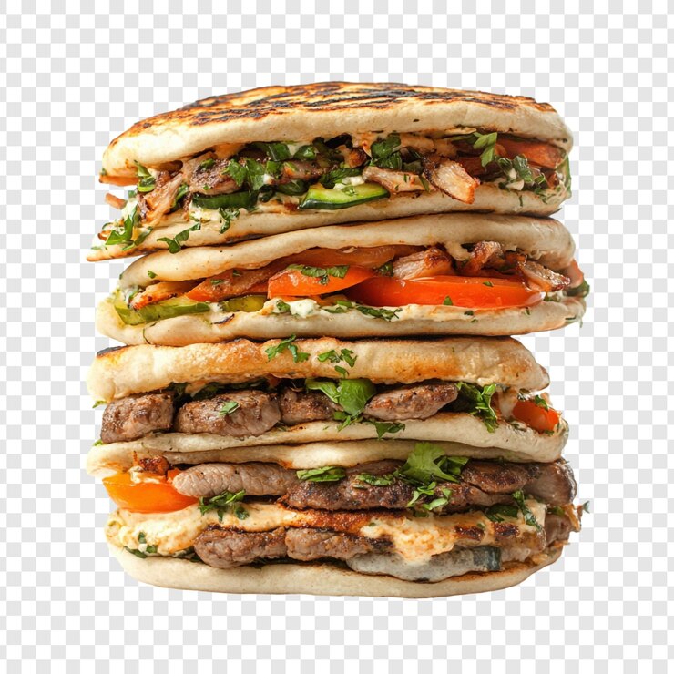 PSD Gratis delicious stack of grilled meat pitas