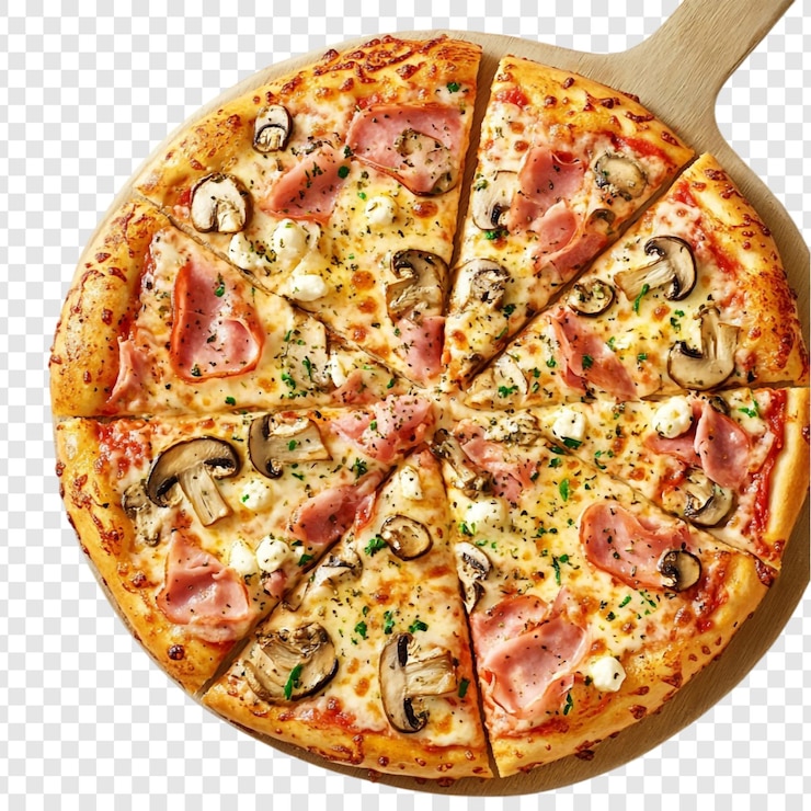 PSD gratuito deliziosa pizza al prosciutto e ai funghi