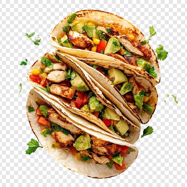 Deliziosi tacos di pollo con avocado e salsa di mais