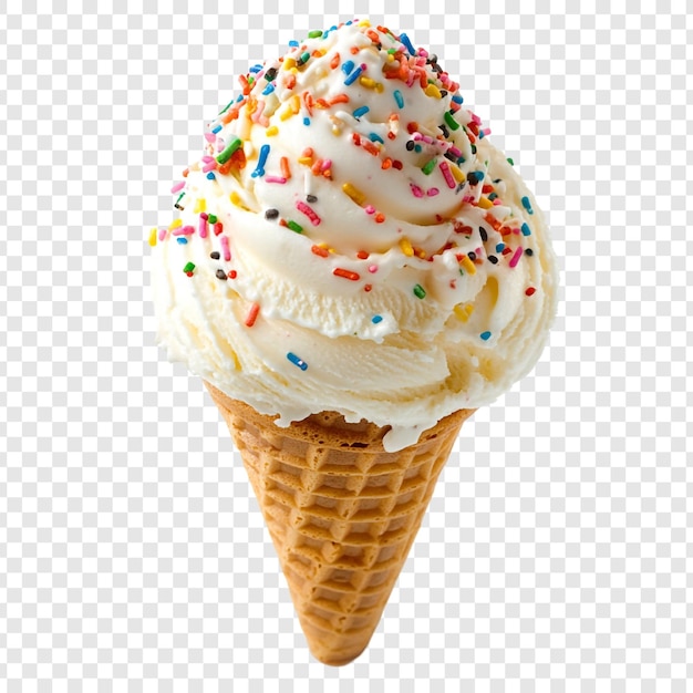 Delizioso cono di gelato alla vaniglia con spruzzate