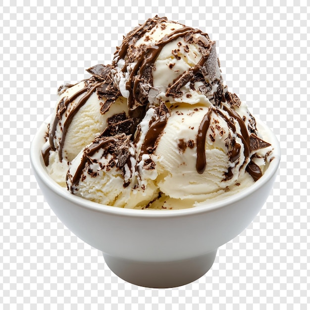 Delizioso gelato alla vaniglia con cioccolato e schegge
