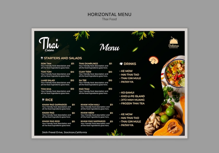 PSD gratuito delizioso modello di cibo thailandese