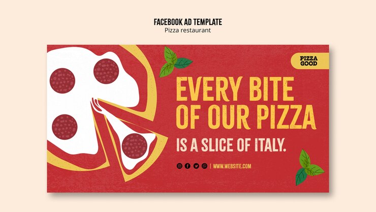 PSD gratuito delizioso modello di facebook del ristorante pizzeria