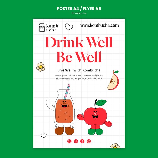 Delizioso modello di poster kombucha