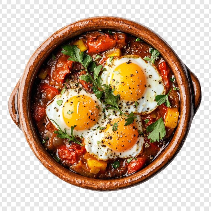 PSD gratuito delizioso pisto manchego con uova fritte una delizia culinaria spagnola