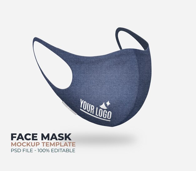 Denim gezichtsmasker mockup met logo