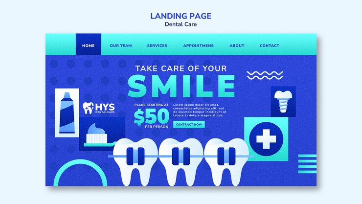 PSD Gratis dental care  landing page template