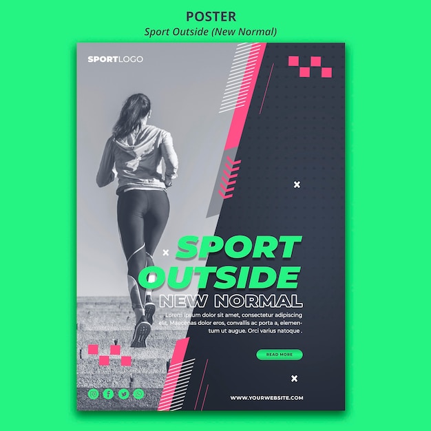 PSD gratuito deporte fuera de estilo póster