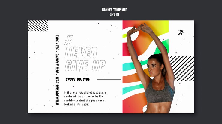 PSD gratuito deporte fuera de plantilla de banner horizontal