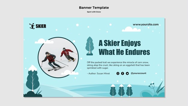 Deportes con plantilla de diseño de banner de nieve