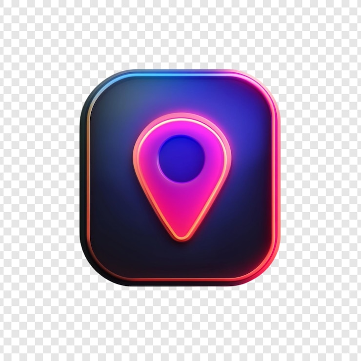 PSD Gratis desain aplikasi ikon lokasi neon yang bersinar