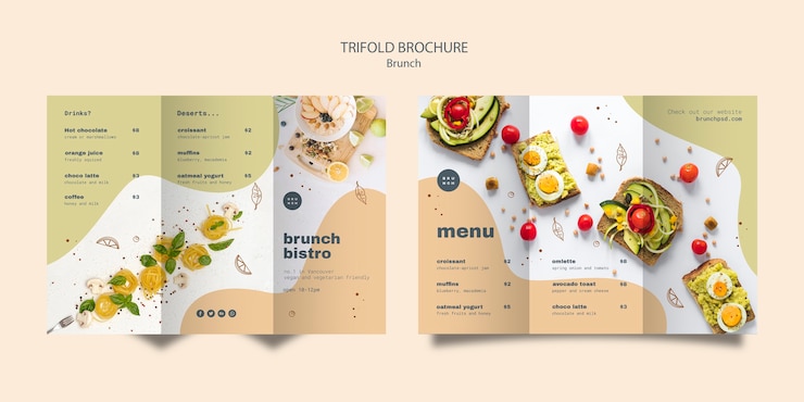 PSD Gratis desain brosur lipat tiga untuk brunch lezat