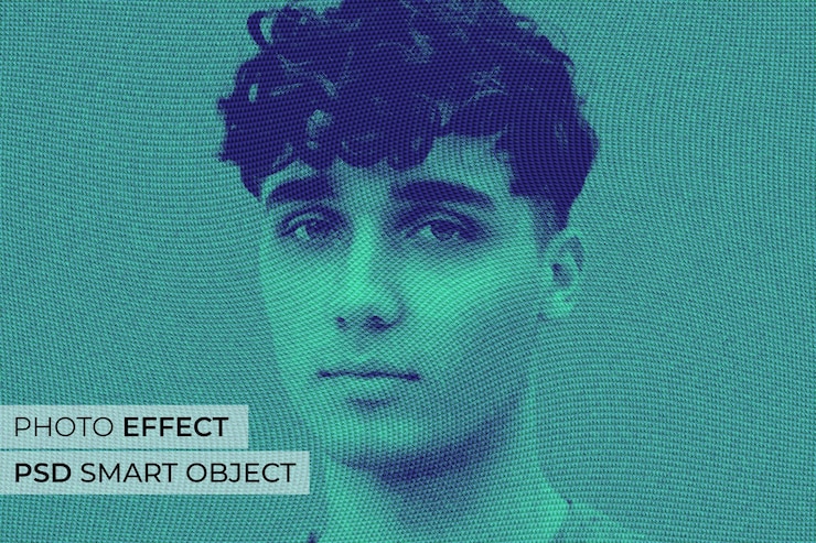 PSD Gratis desain efek foto halftone